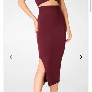 Fabletics Burgundy High Waisted Skirt w/ Twist Top